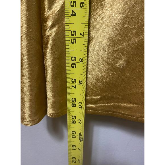 BARDOT DRESS XL MAXI CAPRI SLIP LONG GOWN VELVET VELOUR GOLD MARIGOLD OPEN BACK2 - Picture 15 of 15